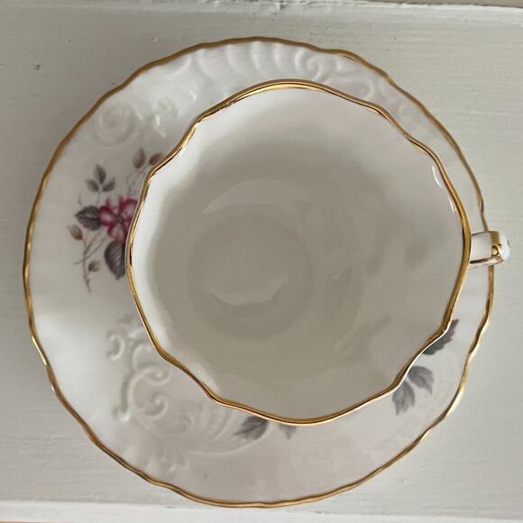 VTG Hammersley, Spode, Fine Bone China Teacup & Saucer, Floral, Pink, Gray - Picture 6 of 8